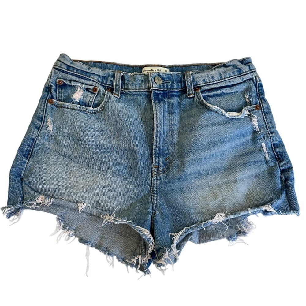 Abercrombie Mom Shorts High Rise Denim Size 30 Distressed
